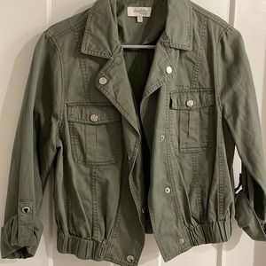 Charlotte Russe Cropped Jacket Medium Olive Green